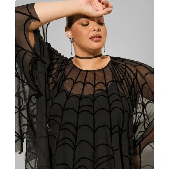 Torrid Spiderweb‎ Mesh Poncho Plus Size Women Halloween Costume 5X-6X|28-30 - Picture 2 of 4